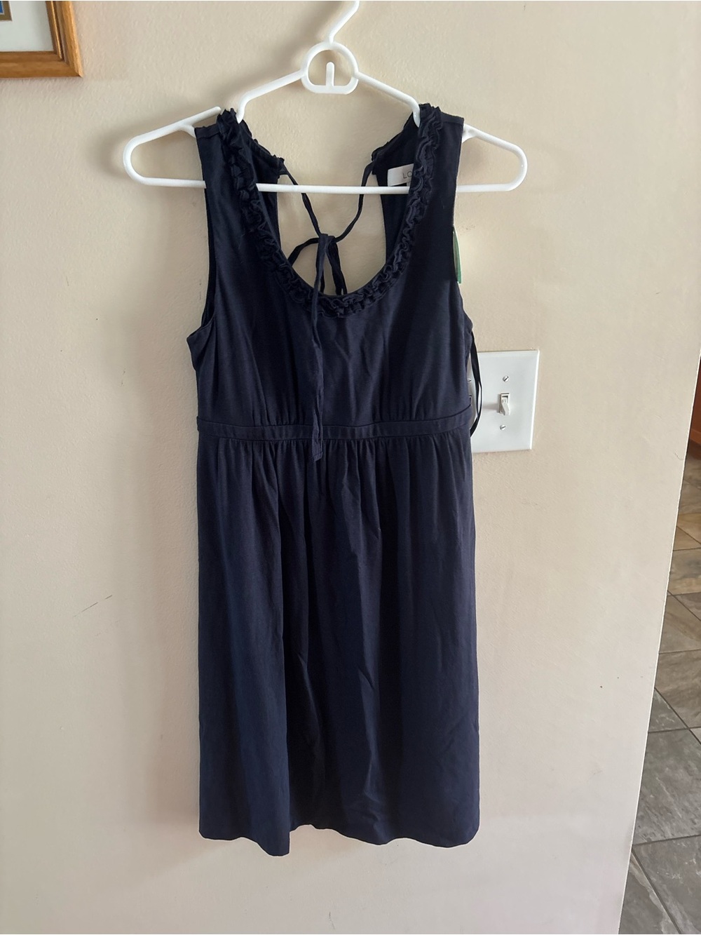 LOFT Navy Sleeveless Tie-Back Dress